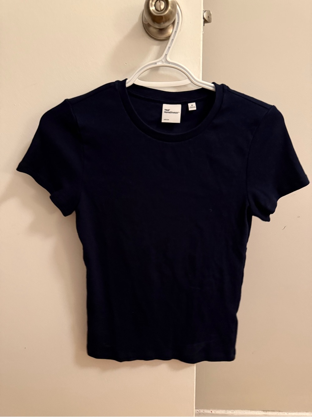 TNA Navy Ribbed Short Sleeve Crewneck Tee